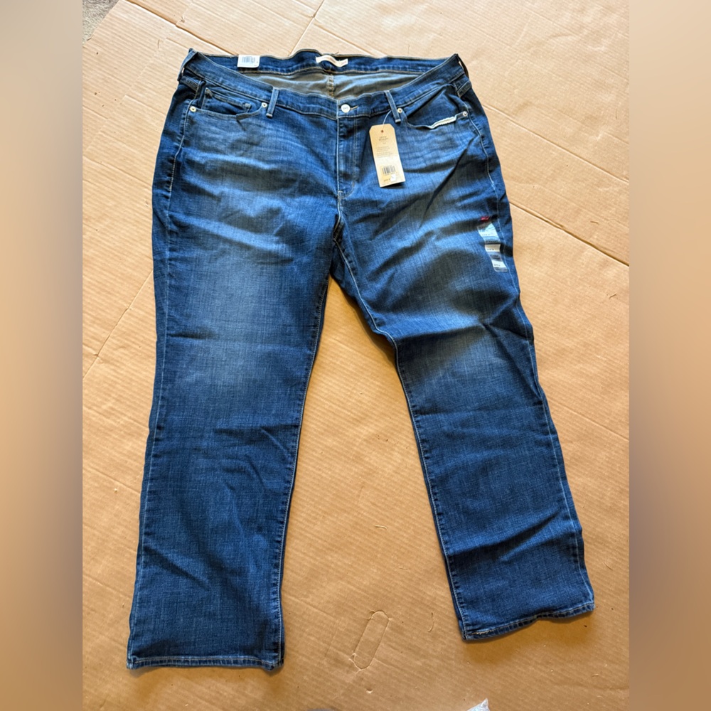 NWT Levi's classic straight mid rise  sculpt soft Dark Blue Jeans 24w